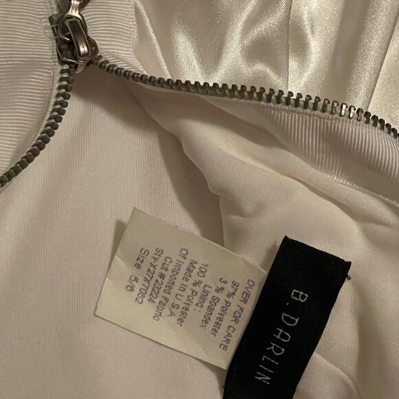 B Darlin, White, Silky, Size 5/6 Strapless, Mini/Midi, Criss/Cross Back Dress - Picture 9 of 9